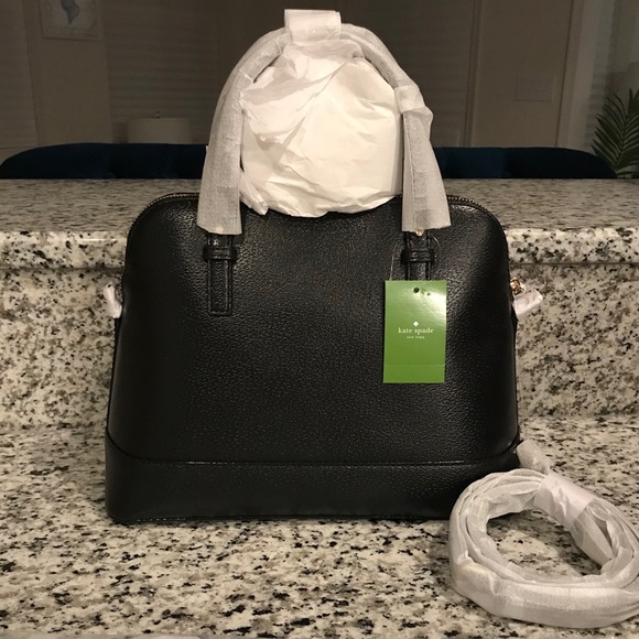 ✨SOLD✨SALE✨♠️Kate Spade NWT Black Leather Dome Bag - Picture 4 of 8